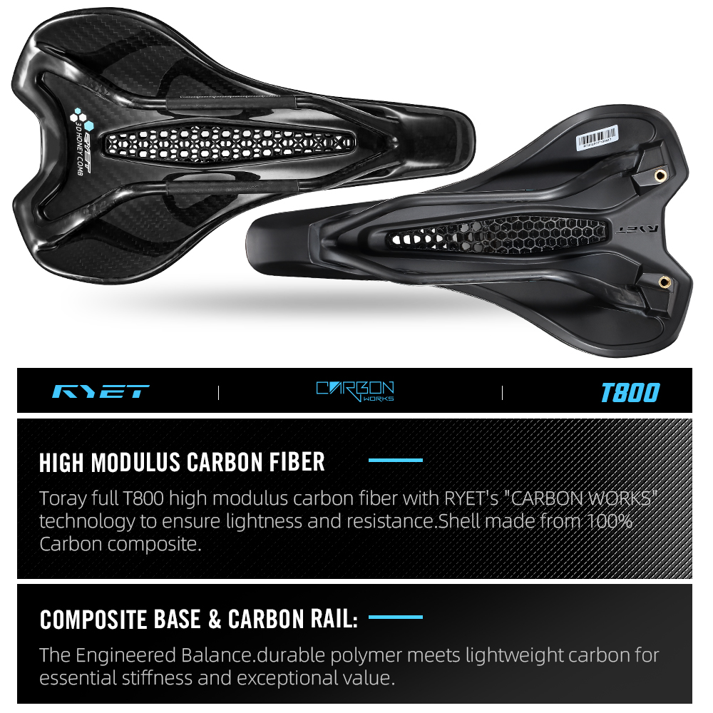 Carbon Saddle 3D Printed Honeycomb - سرج RYET ثلاثي الأبعاد مطبوع بتصميم