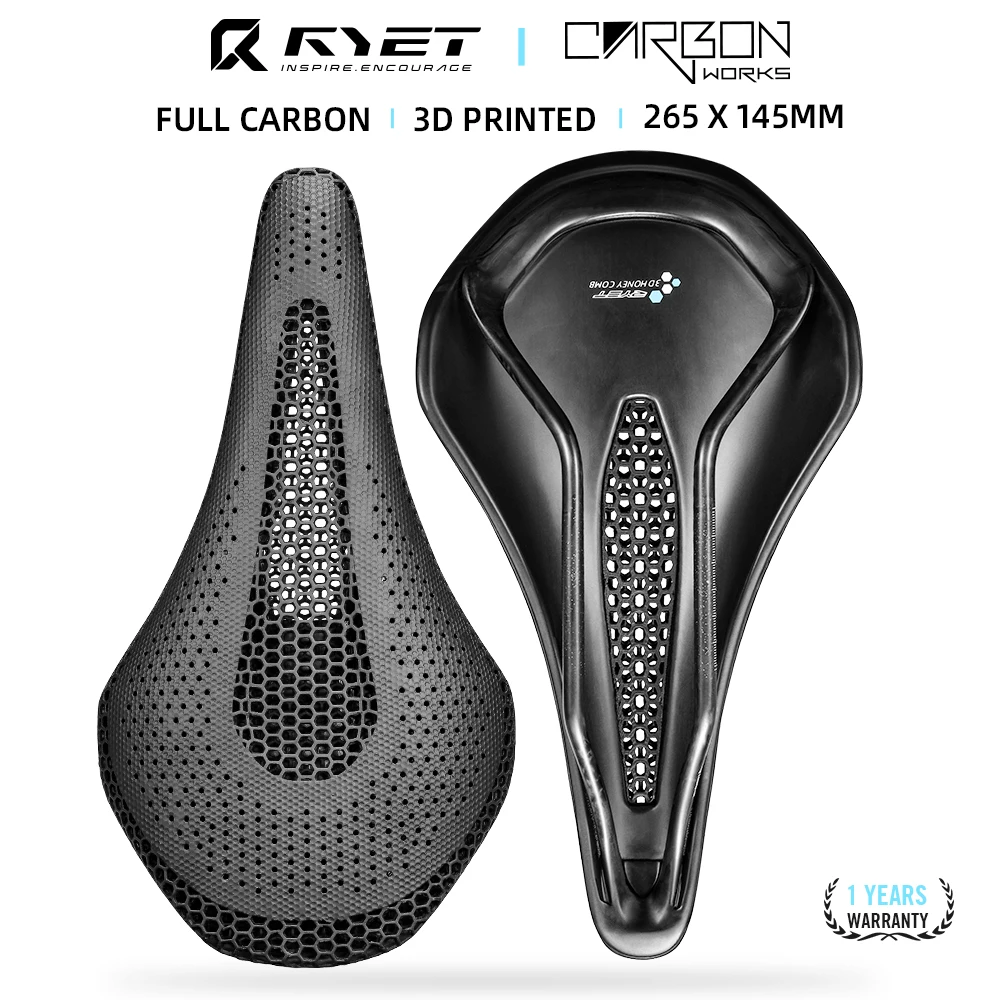 RYET سرج دراجة كامل من الكربون - مراجعة Carbon Saddle 3D Printed Honeycomb وسعره
