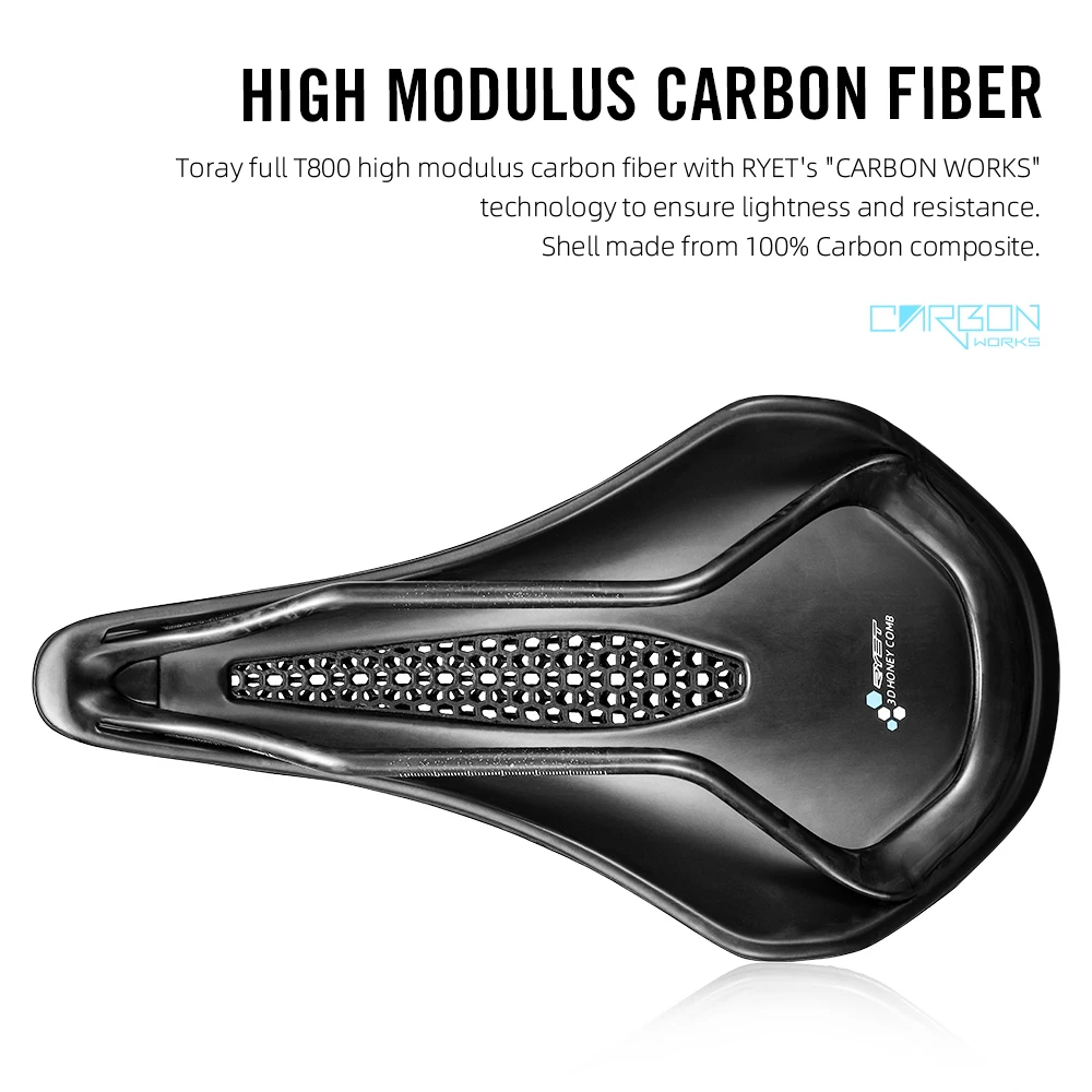 RYET سرج دراجة كامل من الكربون - مراجعة Carbon Saddle 3D Printed Honeycomb وسعره