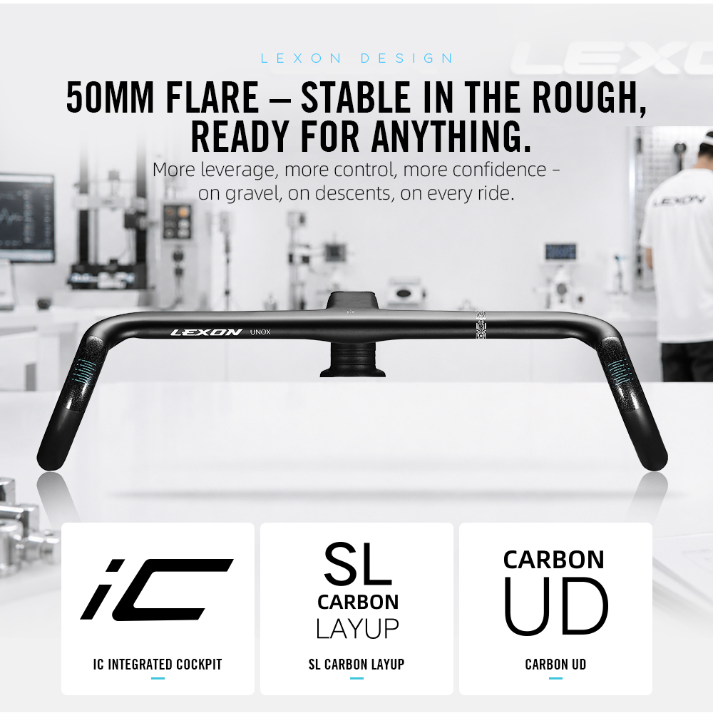 مقود دراجة LEXON من الكربون ال - مراجعة Integrated Carbon Handlebar Stem Gravel وسعره