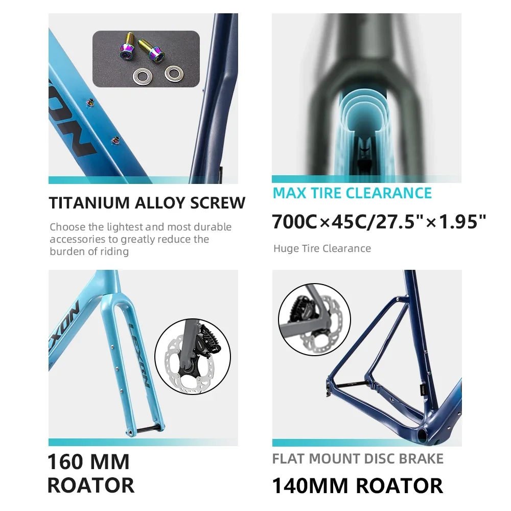 إطار دراجة LEXON GFE من الكربو - مراجعة Carbon Gravel Frame Disc Brake 700C وسعره