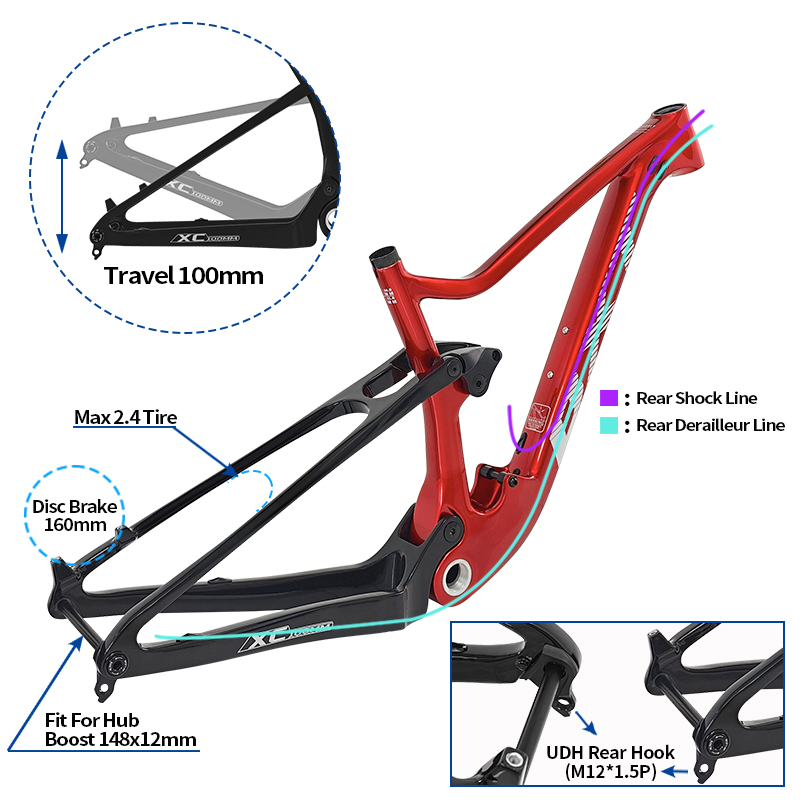 إطار دراجة جبلية BXT 29er كامل - مراجعة Carbon Mountain Bike Frame 29Er Boost وسعره