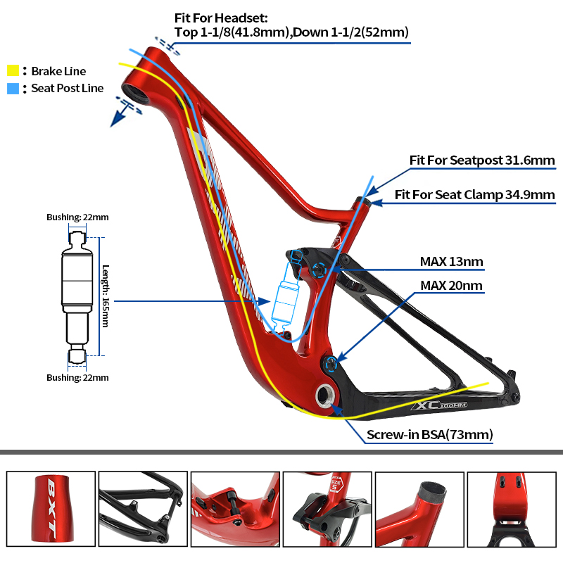 إطار دراجة جبلية BXT 29er كامل - مراجعة Carbon Mountain Bike Frame 29Er Boost وسعره