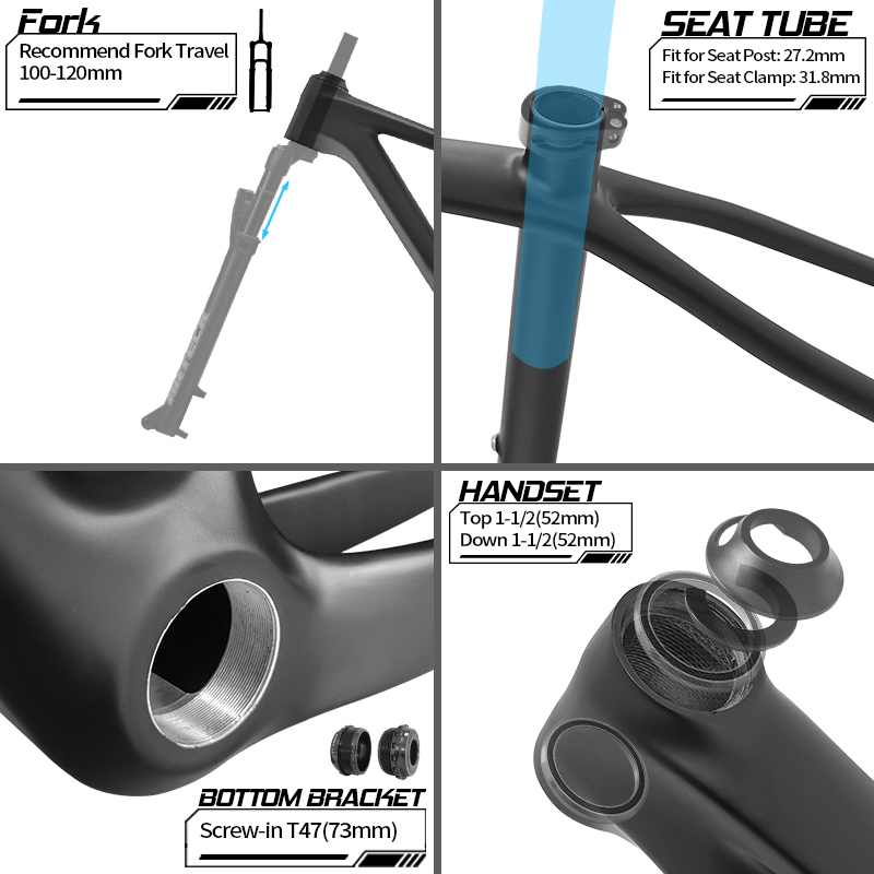إطار دراجة جبلية من الكربون BX - مراجعة Carbon Mountain Bike Frame 29Er Boost وسعره