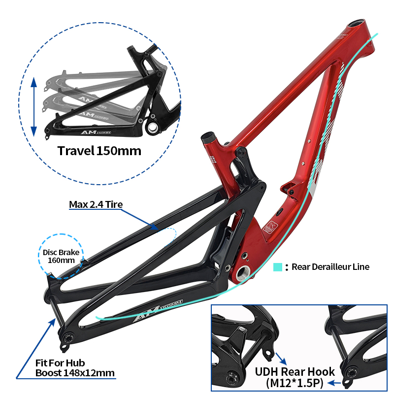 إطار دراجة هوائية من الكربون B - مراجعة Carbon Mountain Bike Frame 29Er Boost وسعره