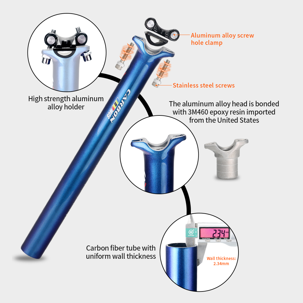 عمود مقعد دراجة TOSEEK مصنوع م - مراجعة Carbon Seatpost 27.2 31.6 Offset وسعره