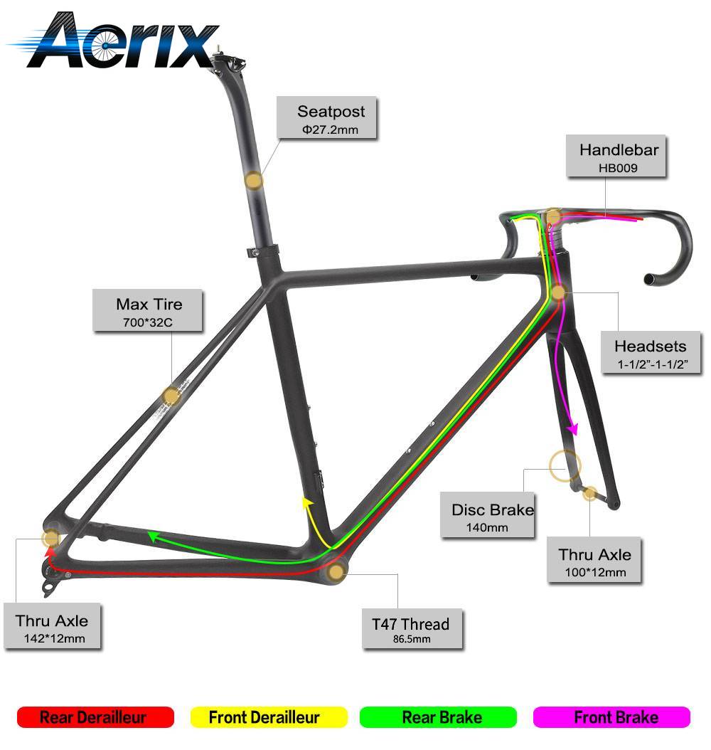 إطار دراجة طريق خفيف الوزن للغ - مراجعة Carbon Fiber Road Bike Frame Aero وسعره